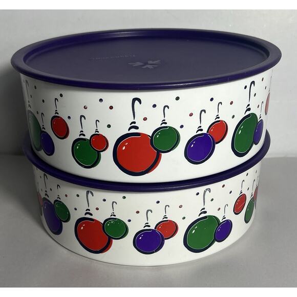 2 TUPPERWARE #3421 Food Storage One Touch balloon Cookie Canister Purple - Picture 1 of 5